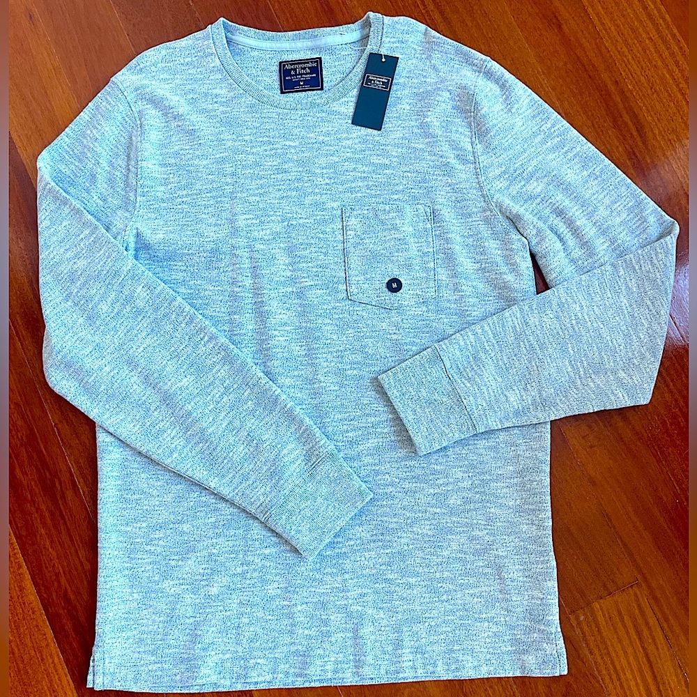 NWT A&F Abercrombie & Fitch Men Blue / White Top Shirt  Heavyweight Tee Size M